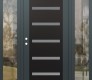 Modern Steel Front Door Diamond C7 64" x 80" anthracite/anthracite frosted Glass Panel black RHI with 2 Sidelites clear Glass