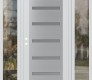Modern Steel Front Door Diamond C7 64" x 80" white/white frosted Glass Panel stainless steel RHI with 2 Sidelites clear Glass