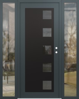 Diamond C5 64" x 80" anthracite/anthracite mirrored Glass Panel black LHI with 2 Sidelites clear Glass