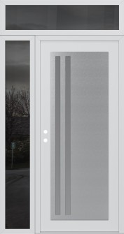Diamond C6 50" x 96" white/white frosted Glass Panel stainless steel RHI with Sidelite and Transom mirrored Glass