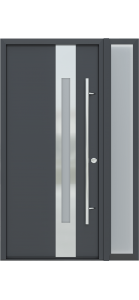 MODERN FRONT STEEL DOOR ZEPHYR ANTRACIT/WHITE 49 1/4" X 81 11/16" LHI + SIDELITE RIGHT