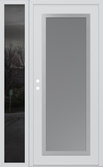 Diamond C1 50" x 80" white/white frosted Glass Panel stainless steel RHI with Sidelite mirrored Glass