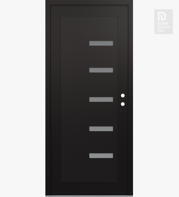 Modern Steel Front Door Diamond C8 36" x 80" black/white frosted Glass Panel black LHI