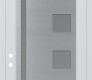 Modern Steel Front Door Diamond C3 36" x 96" white/white frosted Glass Panel stainless steel RHI with Transom mirrored Glass