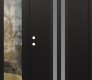 Modern Steel Front Door DIAMOND A8 52" X 80" BLACK/WHITE FROSTED GLASS PANEL BLACK RHI WITH SIDELITE CLEAR GLASS