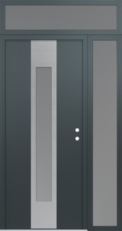 DIAMOND A1 52" X 96" ANTHRACITE/ANTHRACITE FROSTED GLASS PANEL STAINLESS STEEL LHI WITH SIDELITE AND TRANSOM FROSTED GLASS