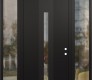 Modern Steel Front Door DIAMOND A2 64" X 96" BLACK/BLACK CLEAR GLASS PANEL BLACK LHI WITH 2 SIDELITES AND TRANSOM CLEAR GLASS