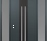 Modern Steel Front Door DIAMOND A8 64" X 96" ANTHRACITE/ANTHRACITE FROSTED GLASS PANEL BLACK RHI WITH 2 SIDELITES AND TRANSOM FROSTED GLASS