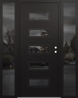Diamond D1 64" x 80" black/black mirrored Glass Panel black LHI with 2 Sidelites mirrored Glass