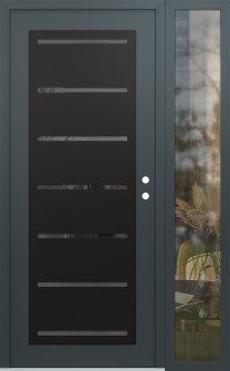 Diamond C11 52" x 80" anthracite/anthracite mirrored Glass Panel black LHI with Sidelite clear Glass