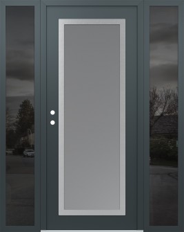 Diamond C1 60" x 80" anthracite/anthracite frosted Glass Panel stainless steel RHI with 2 Sidelites mirrored Glass