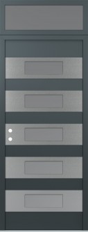 Diamond D5 36" x 96" anthracite/anthracite frosted Glass Panel stainless steel RHI with Transom frosted Glass