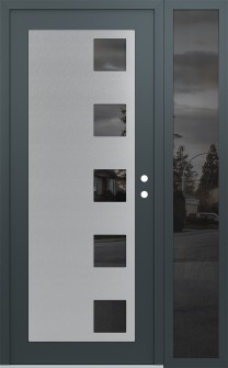 Diamond C5 48" x 80" anthracite/anthracite mirrored Glass Panel stainless steel LHI with Sidelite mirrored Glass