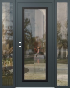 Diamond C1 60" x 80" anthracite/anthracite clear Glass Panel black RHI with 2 Sidelites clear Glass