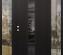 Modern Steel Front Door DIAMOND A9 64" X 80" BLACK/BLACK MIRRORED GLASS PANEL BLACK RHI WITH 2 SIDELITES CLEAR GLASS