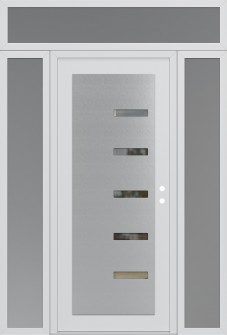 Diamond C8 60" x 96" white/white clear Glass Panel stainless steel LHI with 2 Sidelites and Transom frosted Glass