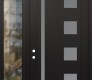 Modern Steel Front Door Diamond C3 48" x 96" black/white frosted Glass Panel black RHI with Sidelite and Transom clear Glass