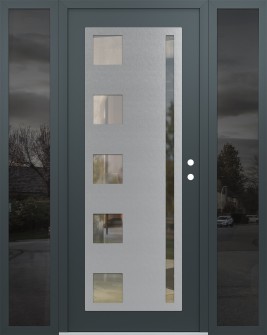 Diamond C3 60" x 80" anthracite/anthracite clear Glass Panel stainless steel LHI with 2 Sidelites mirrored Glass