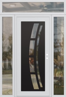 Diamond C12 64" x 96" white/white clear Glass Panel black LHI with 2 Sidelites and Transom clear Glass