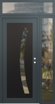 Diamond C4 52" x 96" anthracite/anthracite clear Glass Panel black LHI with Sidelite and Transom clear Glass