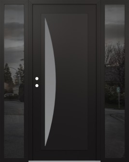 Diamond C13 68" x 80" black/white frosted Glass Panel black RHI with 2 Sidelites mirrored Glass