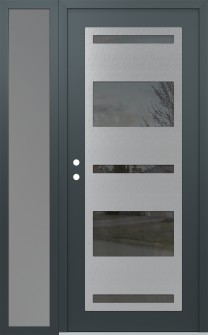 Diamond C10 52" x 80" anthracite/anthracite mirrored Glass Panel stainless steel RHI with Sidelite frosted Glass