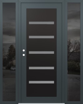 Diamond C7 60" x 80" anthracite/anthracite frosted Glass Panel black RHI with 2 Sidelites mirrored Glass