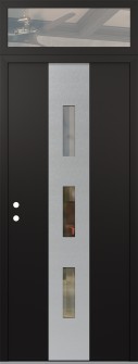 DIAMOND A7 36" X 96" BLACK/BLACK CLEAR GLASS PANEL STAINLESS STEEL RHI WITH TRANSOM CLEAR GLASS