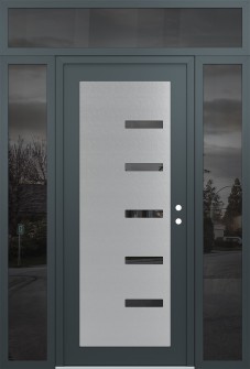 Diamond C8 64" x 96" anthracite/anthracite mirrored Glass Panel stainless steel LHI with 2 Sidelites and Transom mirrored Glass