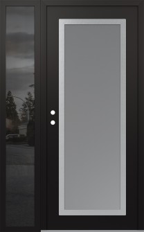 Diamond C1 48" x 80" black/white frosted Glass Panel stainless steel RHI with Sidelite mirrored Glass