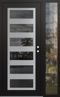 Diamond C9 52" x 80" black/black mirrored Glass Panel stainless steel LHI with Sidelite clear Glass