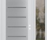 Modern Steel Front Door Diamond C11 52" x 96" white/white frosted Glass Panel stainless steel LHI with Sidelite and Transom clear Glass
