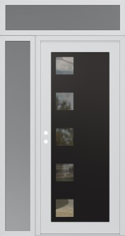 Diamond C5 50" x 96" white/white clear Glass Panel black RHI with Sidelite and Transom frosted Glass