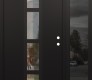 Modern Steel Front Door DIAMOND A10 50" X 80" BLACK/BLACK CLEAR GLASS PANEL BLACK LHI WITH SIDELITE MIRRORED GLASS