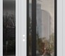 Modern Steel Front Door Diamond C15 50" x 96" white/white clear Glass Panel black RHI with Sidelite and Transom mirrored Glass