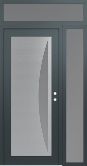 Diamond C13 50" x 96" anthracite/anthracite frosted Glass Panel stainless steel LHI with Sidelite and Transom frosted Glass
