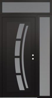 Diamond C12 52" x 96" black/white frosted Glass Panel black LHI with Sidelite and Transom frosted Glass