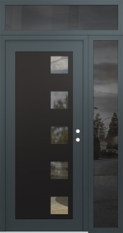 Diamond C5 48" x 96" anthracite/anthracite clear Glass Panel black LHI with Sidelite and Transom mirrored Glass