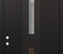 Modern Steel Front Door DIAMOND A6 36" X 96" BLACK/BLACK CLEAR GLASS PANEL BLACK RHI WITH TRANSOM FROSTED GLASS
