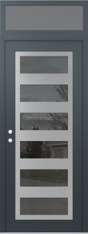 Diamond C9 36" x 96" anthracite/anthracite mirrored Glass Panel stainless steel RHI with Transom frosted Glass