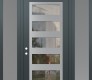 Modern Steel Front Door Diamond C9 64" x 96" anthracite/anthracite clear Glass Panel stainless steel RHI with 2 Sidelites and Transom frosted Glass