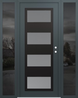 Diamond C2 68" x 80" anthracite/anthracite frosted Glass Panel black LHI with 2 Sidelites mirrored Glass