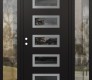 Modern Steel Front Door Diamond D1 64" x 80" black/black mirrored Glass Panel stainless steel RHI with 2 Sidelites clear Glass