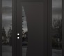Modern Steel Front Door Diamond C13 60" x 96" black/black mirrored Glass Panel black RHI with 2 Sidelites and Transom mirrored Glass