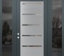 Modern Steel Front Door Diamond C11 64" x 96" anthracite/anthracite clear Glass Panel stainless steel RHI with 2 Sidelites and Transom mirrored Glass