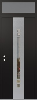 DIAMOND A4 36" X 96" BLACK/BLACK CLEAR GLASS PANEL STAINLESS STEEL RHI WITH TRANSOM FROSTED GLASS