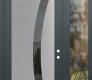 Modern Steel Front Door Diamond C4 50" x 96" anthracite/anthracite mirrored Glass Panel stainless steel LHI with Sidelite and Transom clear Glass