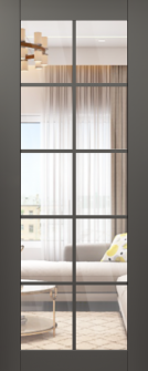 DOOR SLAB AVON 10 LITE CLEAR VETRO GRAY MATTE 28" X 84" X 1 3/4" TEMPERED CLEAR GLASS