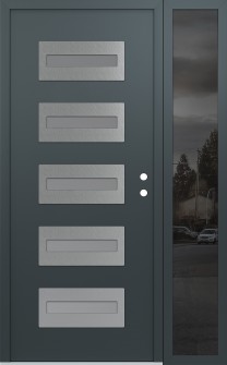 Diamond D4 52" x 80" anthracite/anthracite frosted Glass Panel stainless steel LHI with Sidelite mirrored Glass