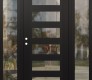 Modern Steel Front Door Diamond C9 64" x 80" black/black clear Glass Panel black RHI with 2 Sidelites clear Glass